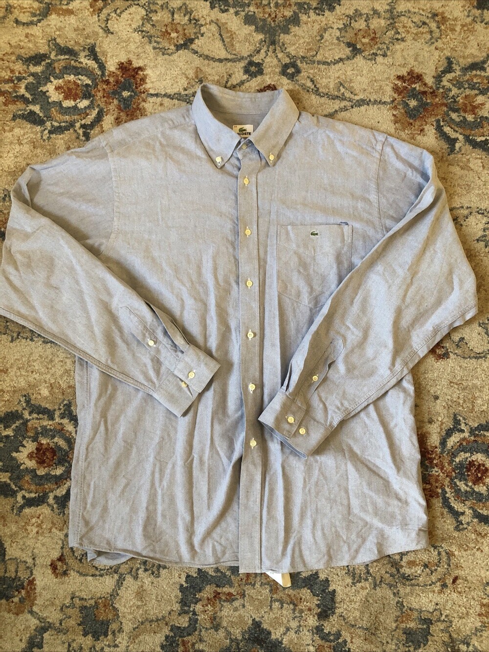 Lacoste Button Down Shirt Long Sleeve Blue Men’s Size 44